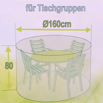 Premium-Möbel-Abdeckhaube (rund Ø160cm) für Gartentisch